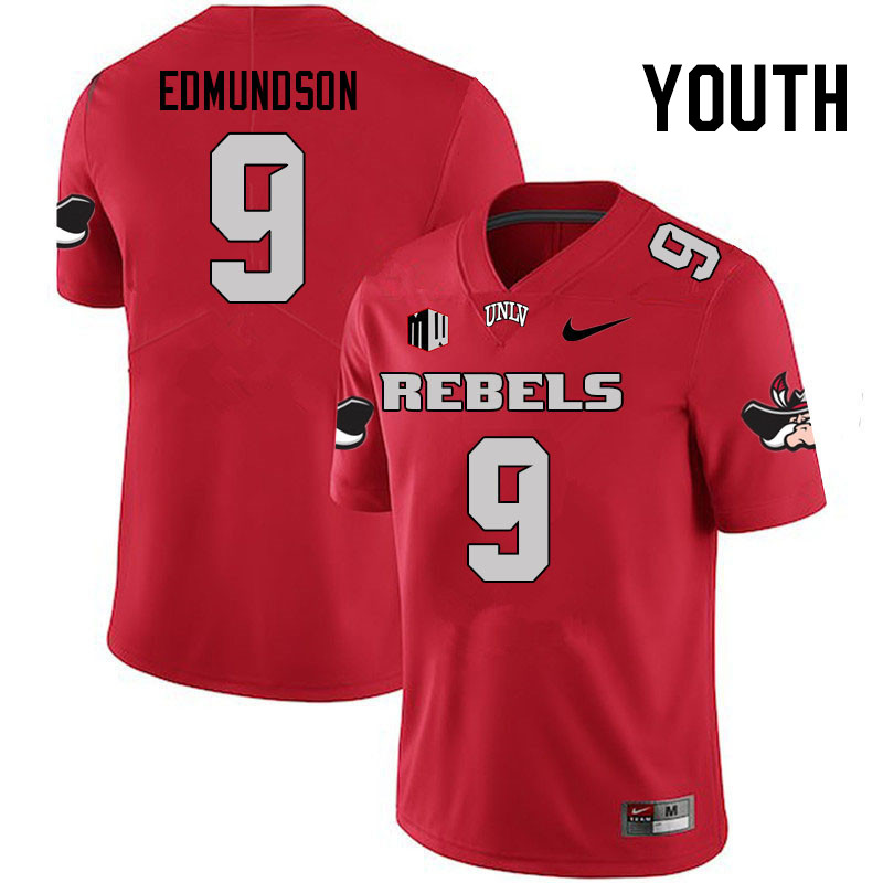 Youth #9 Bo Edmundson UNLV Rebels College Football Jerseys Stitched Sale-Scarlet - Click Image to Close